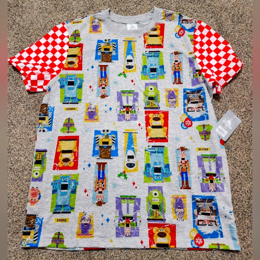 NEW Disney Shirt Adult Medium Gray Pixar Fashion Toy Story UP Wall-E Monsters